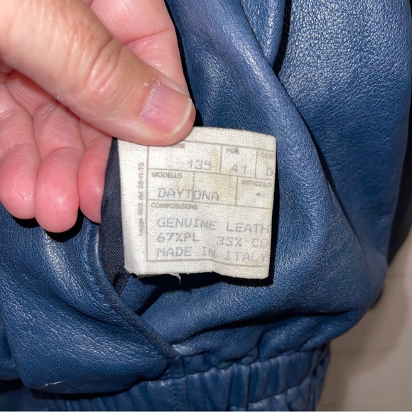 Bally Vintage Daytona Blue Leather Jacket Mens Size 42 - Picture 8 of 9